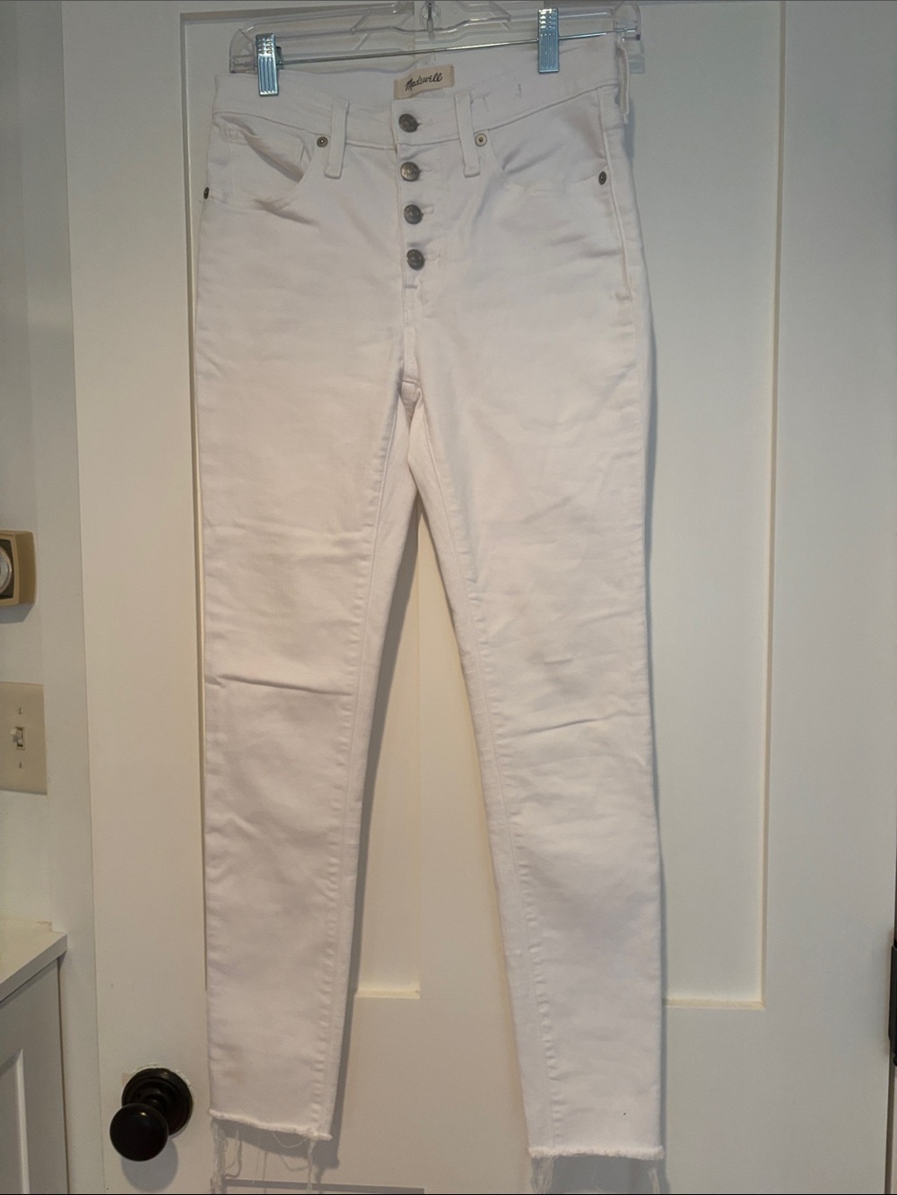 Madewell White High-Rise Skinny Jeans with Button Fly